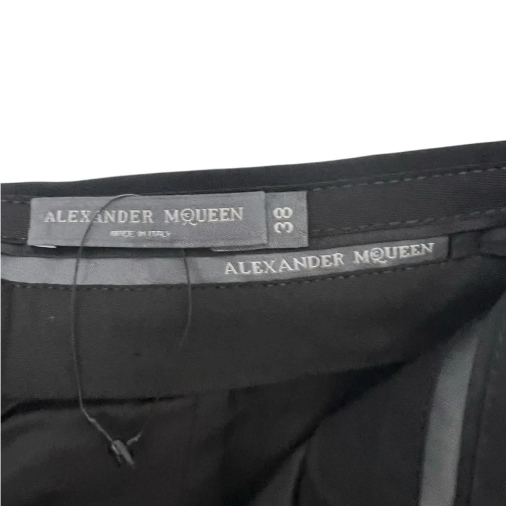 Alexander McQueen Lace-Up Flare Pants Elegant Black Dress Pants - Picture 4 of 9